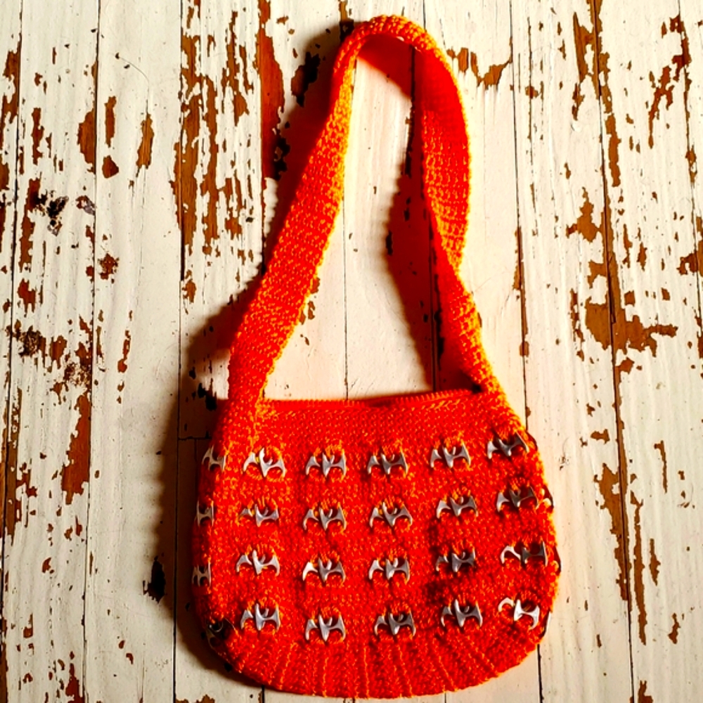 Vintage red boho  rare soda pop tab small purse